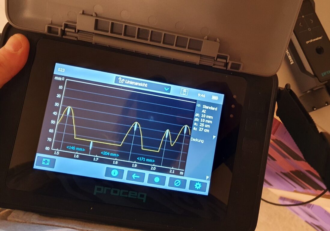 Profometer: Betondeckung Ergebnis