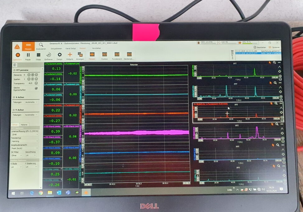 Schwingungsmessung Online Zeitverlauf